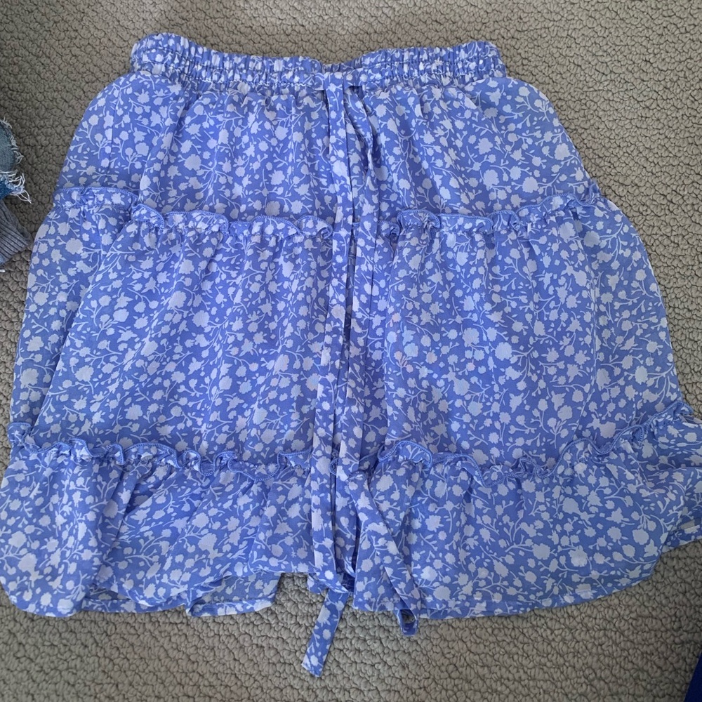 Sienna Sky Blue Floral Mini Skirt